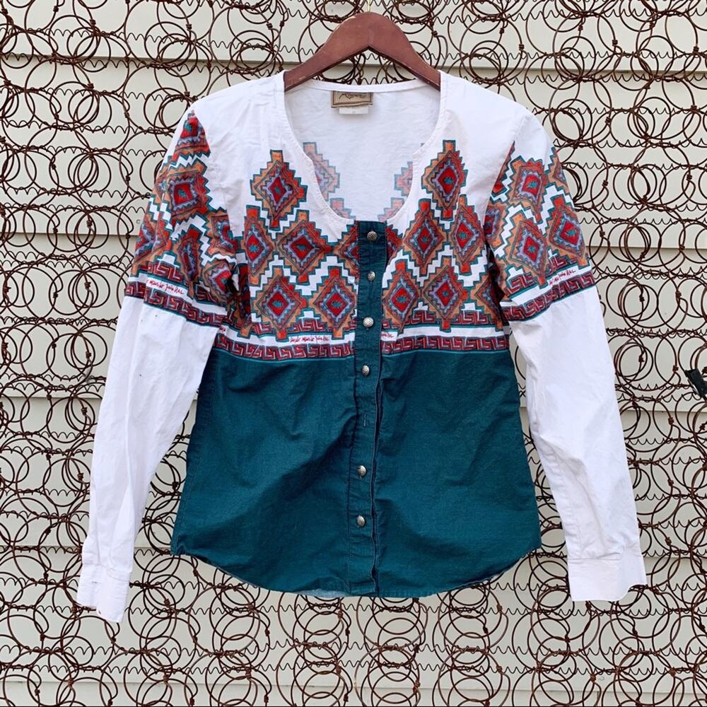 Vintage 80s 90s Roper aztec southwestern cowgirl shirt XS